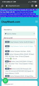 Tại Dịch Vụ Twitter Chọn Tăng Follow