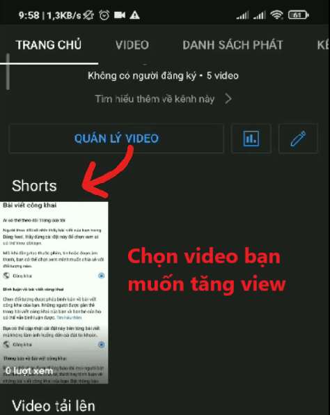 Chọn Video Bạn Muốn Tăng View