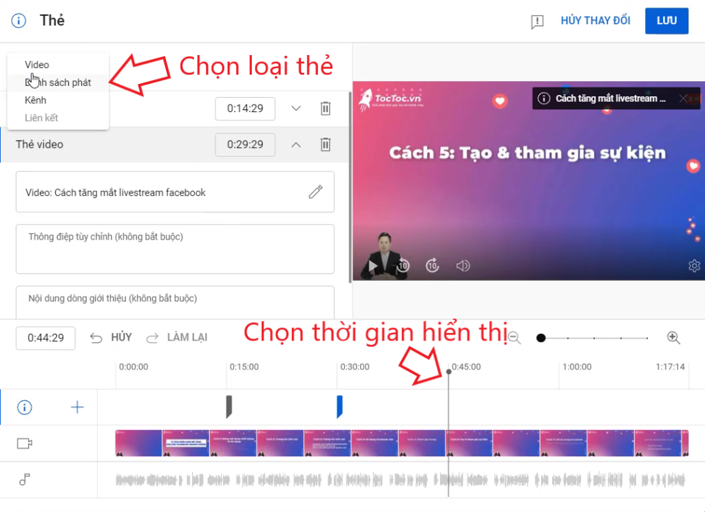 Chọn Thẻ Vào Thời Gian Hiển Thị Của Thẻ Trên Timeline