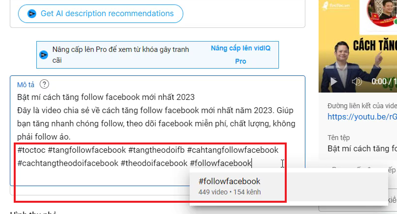 Thêm Hashtag Trong Phần Mô Tả, ít Nhất Phải Có Một Hashtag Kênh Của Bạn