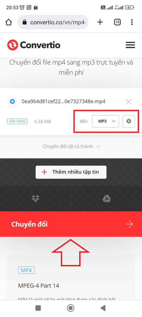 Chọn định Dạng Mp3 Và Nhấn Chuyển đổi