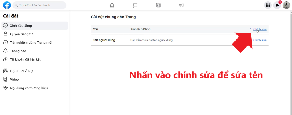 Nhấn Vào Chỉnh Sửa để Sửa Tên