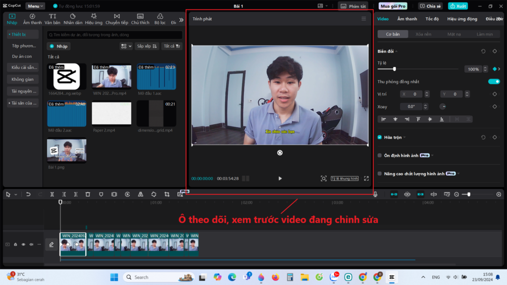 Ô Theo Dõi Video đang Chỉnh Sửa