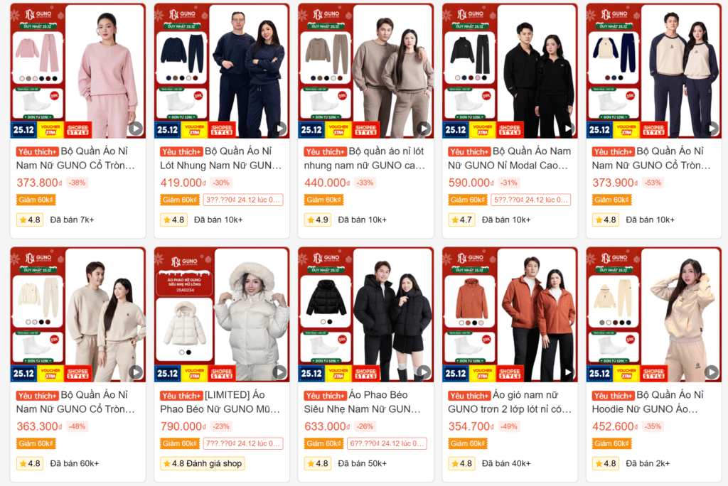 Shop quần áo mùa đông shopeee