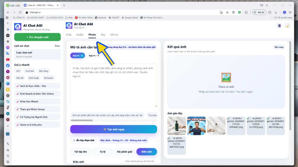 truy cập vào Chat.agi.vn